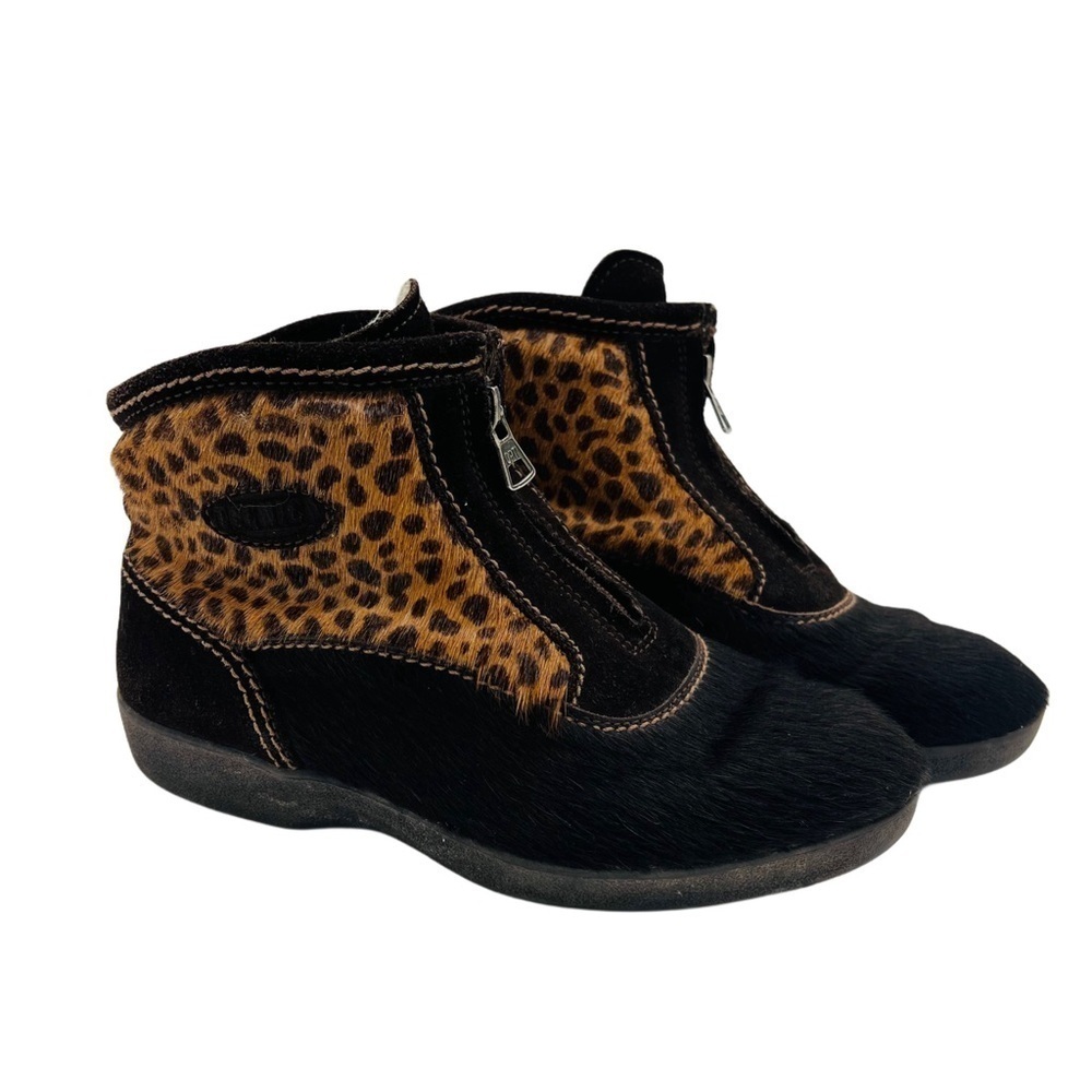 TECNICA Leather Pony Hair Animal Print Hiking Ankle Boot